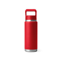 Rescue Red | YETI Rambler 26oz Bottle With Straw Lid Image Showing Back View.