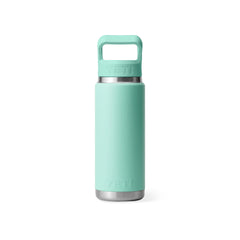 Seafoam | YETI Rambler 26oz Bottle With Straw Lid Image Showing Back View.