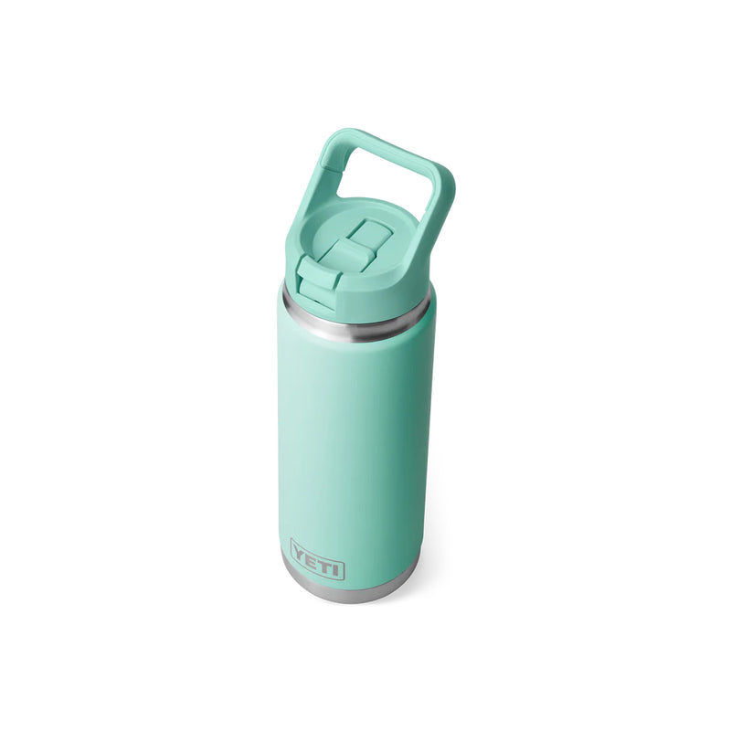 Seafoam | YETI Rambler 26oz Bottle With Straw Lid Image Showing Top View Straw Down.