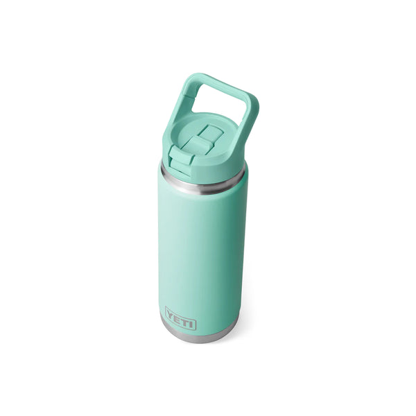 Seafoam |  YETI 26oz Bottle With Straw Lid Image Showing Top View, Sipper Down.