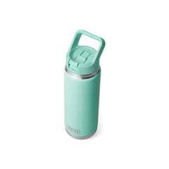 Seafoam | YETI Rambler 26oz Bottle With Straw Lid Image Showing Top View Straw Down.