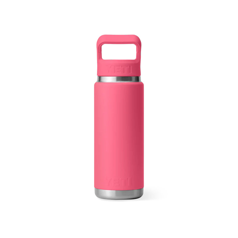 Tropical Pink | YETI Rambler 26oz Bottle With Straw Lid Image Showing Back View.