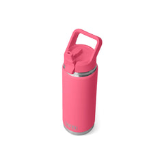 Tropical Pink | YETI Rambler 26oz Bottle With Straw Lid Image Showing Top View With Straw Up.