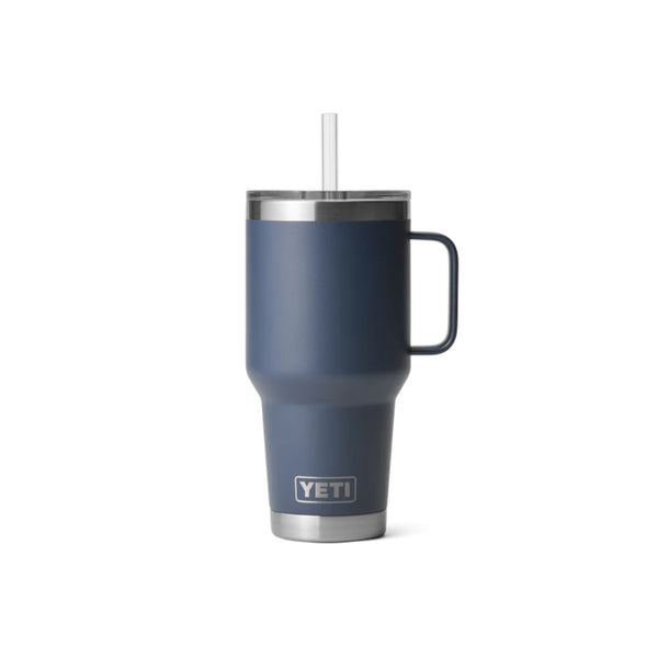 Navy | YETI Rambler 35oz Mug With Straw Lid Image Showing No Logos or Titles.