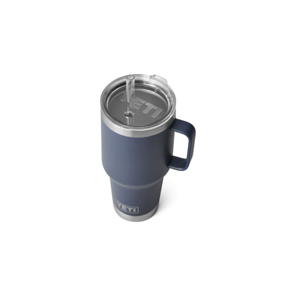 Navy | YETI Rambler 35oz Mug With Straw Lid Image Showing Top View.