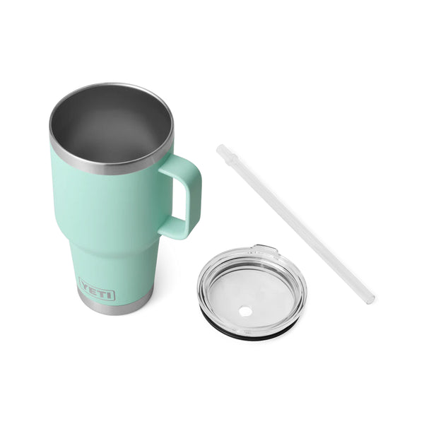 Seafoam | YETI 35oz Mug With Straw Lid Image Showing Top View, With Straw Lid Off.