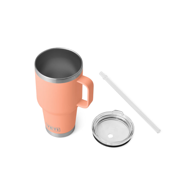 Lowcountry Peach | YETI Rambler 35oz Mug With Straw Lid Image Showing Lid Off, Straw Out.