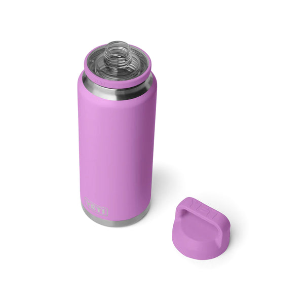 Desert Bloom | YETI Rambler 36oz Bottle With Chug Cap Image Showing Angled Top View, Cap Off.