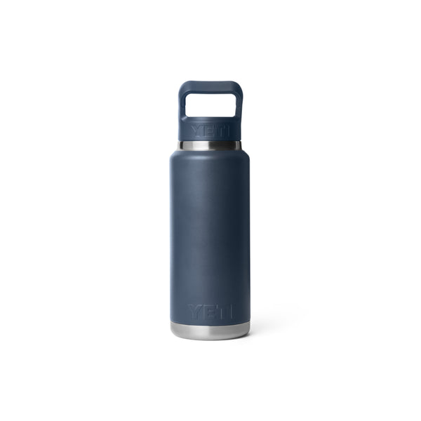 Navy | YETI 36oz Rambler With Straw Lid Image Showing Back View.