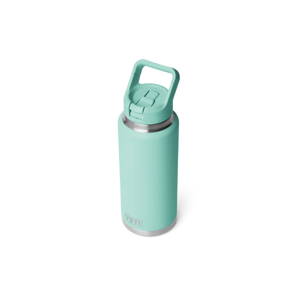 Seafoam | YETI 36oz Rambler With Straw Lid Image Showing Top View With Sipper Down.
