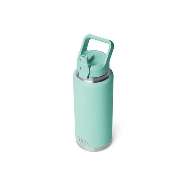 Seafoam | YETI 36oz Rambler With Straw Lid Image Showing Top View With Sipper Up.
