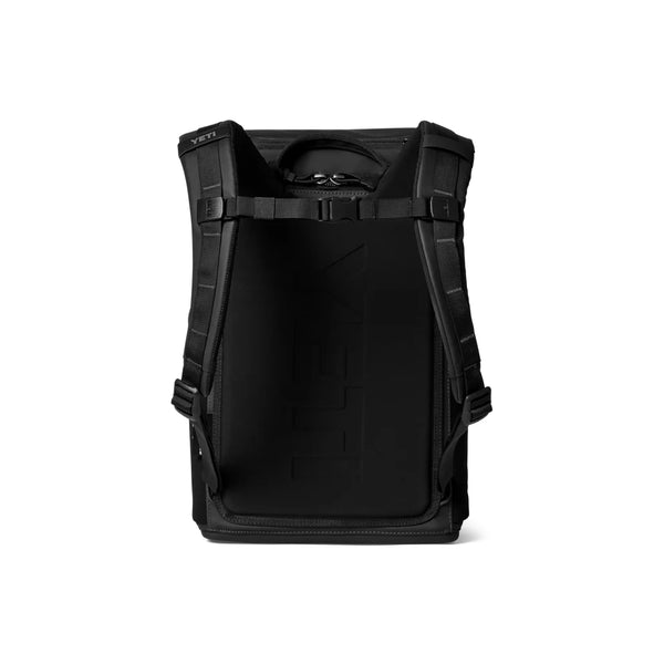 Black | YETI Daytrip Insulated 20L Backpack Image Showing Back View With The Chest Strap Closed.