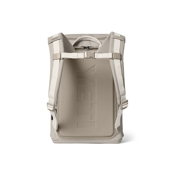 Cape Taupe | YETI Daytrip Insulated 20L Backpack Image Showing Back View, Chest Strap Closed.