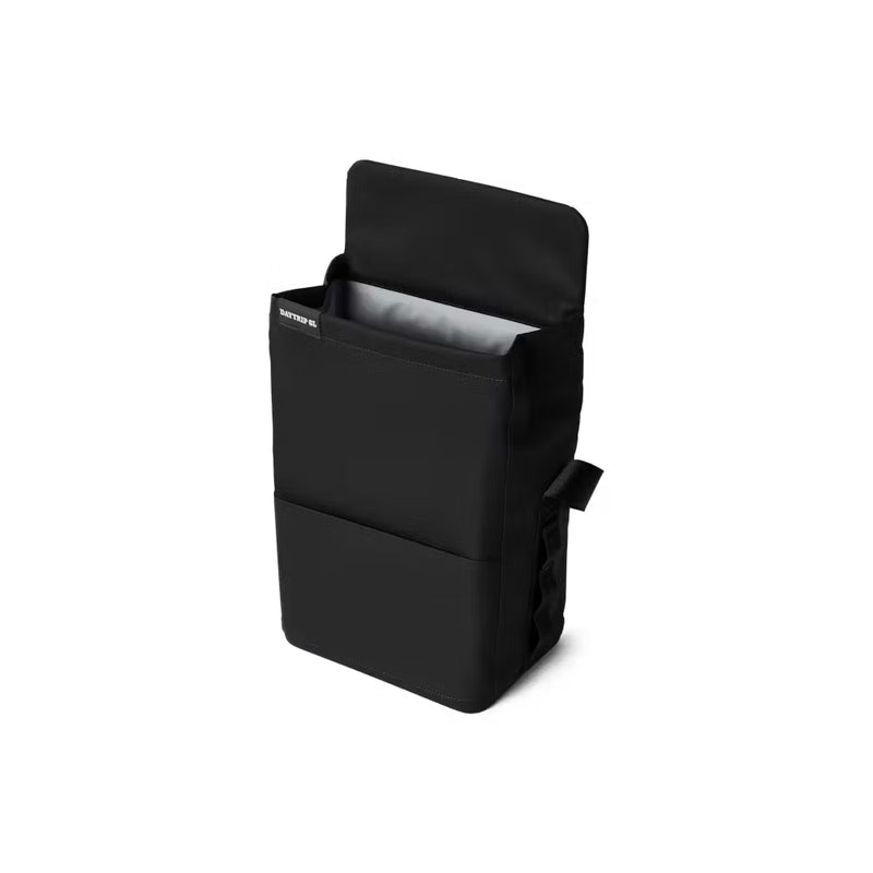Black / 6L | YETI Daytrip Insulated Lunch Bag Image Showing Angled Side View With Top Open.