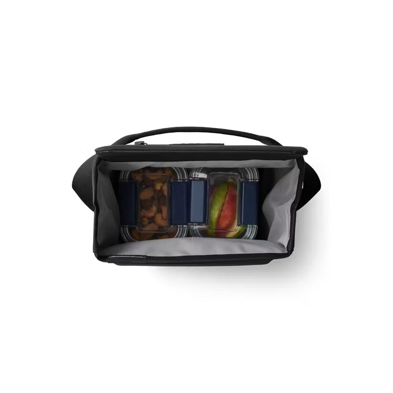 Black / 6L | YETI Daytrip Insulated Lunch Bag Image Showing Top View, Lid Open.