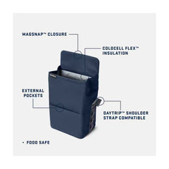 Navy / 6L | YETI Daytrip Insulated Lunch Bag Image Showing The Features Of The Lunch Bag.