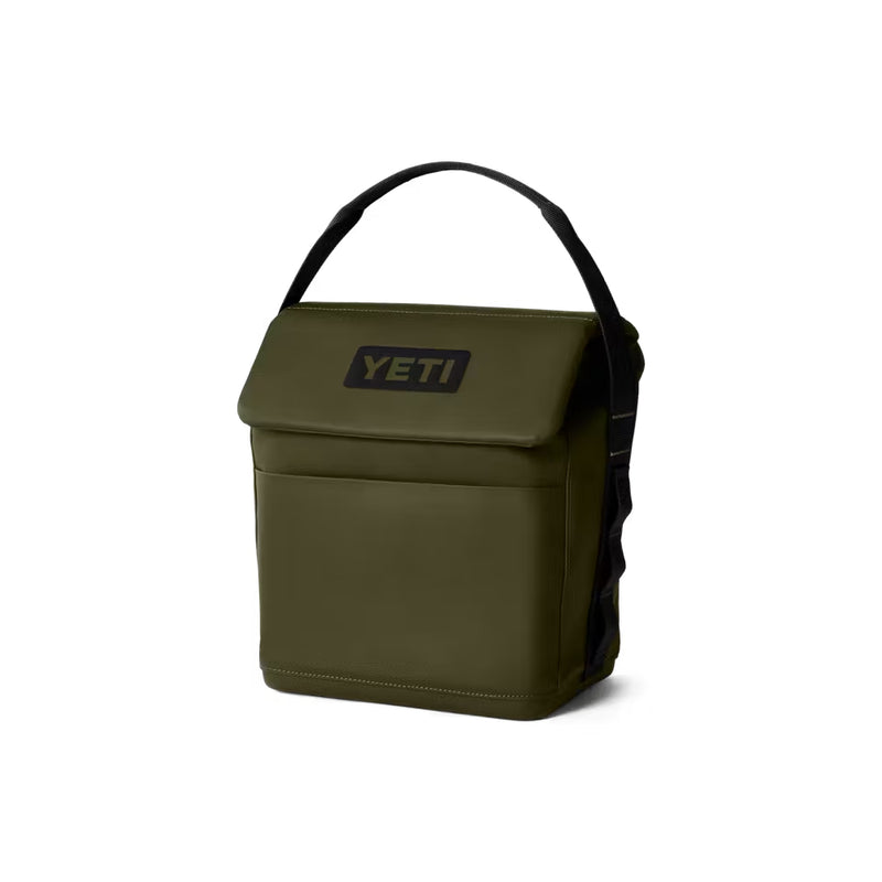Olive / 6 | YETI Daytrip Insulated Lunch Bag Image Showing Angled Front View , Top Closed With Handle Up