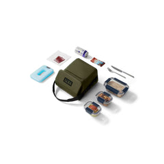 Olive / 6L | YETI Daytrip Insulated Lunch Bag Image Showing What Can Fit Inside Of The Lunch Bag.