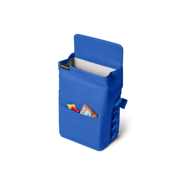Royal Blue | YETI Daytrip Insulated Lunch Bag Image Showing Angled Top View, Top Open. 