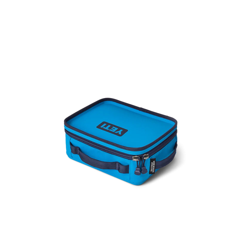 Big Wave Blue | YETI Daytrip Insulated Lunch Box Image Showing Angled Front View, Lid Closed.
