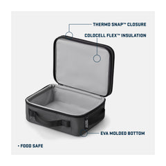 Charcoal | YETI Daytrip Insulated Lunch Box - Lid Open Showing Features. 