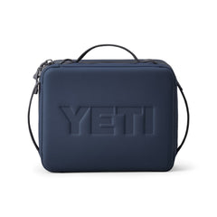 Navy | YETI Daytrip Insulated Lunch Box - Side View Showing Handles and Logo on Hard Outer. 