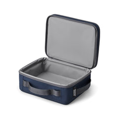 Navy | YETI Daytrip Insulated Lunch Box - Side View Showing Handles and Lid Open.