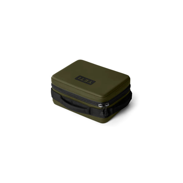 Olive - Black | YETI Daytrip Insulated Lunch Box Image Showing Angled Top View, Lid Closed.