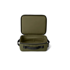 Olive/Black | YETI Daytrip Insulated Lunch Box Image Showing Front View, Lid open.
