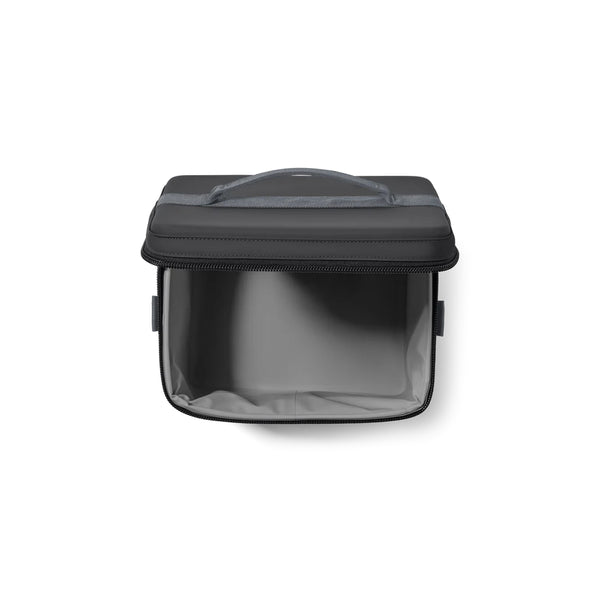 Charcoal | YETI Daytrip Insulated Snack Box 9L Image Showing Top View, Lid Open.