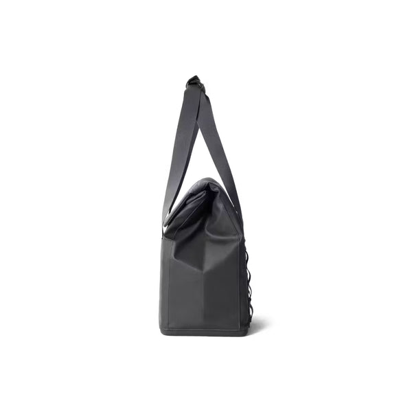 Charcoal / 14L | YETI Daytrip Insulated Tote Bag Image Showing Side View , Closed With Handles Up.