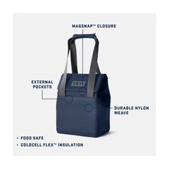 Navy / 14L | YETI Daytrip Insulated Tote Bag Image Showing Features Of The Tote Bag.