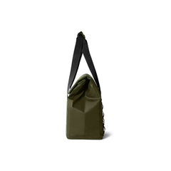 Olive / 14L | YETI Daytrip Insulated Tote Bag Image Showing Side View, Closed With Handles Up.