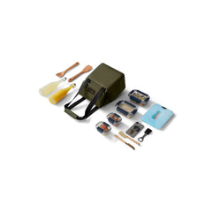 Olive / 14L | YETI Daytrip Insulated Tote Bag Image Showing Angled Top View Of Everything That Fit Inside Of The Tote Bag For A Day Out And About.