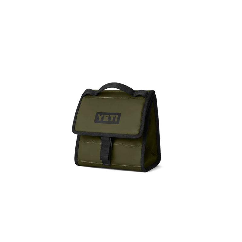 Olive/Black | YETI Daytrip Lunch Bag Soft Cooler Image Showing Angled Front View.
