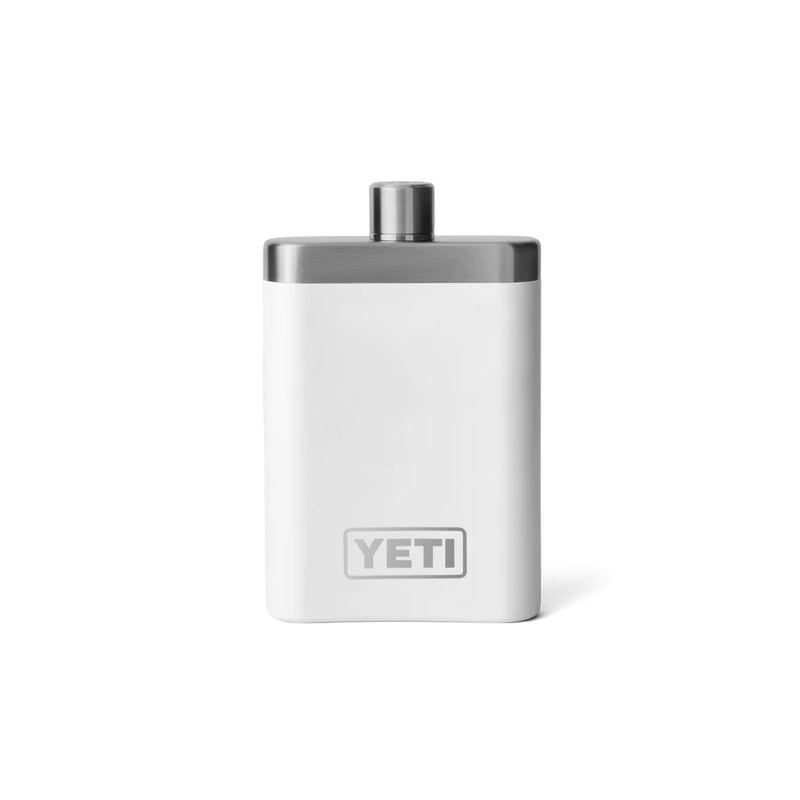 White | YETI Flask And Funnel Image Showing No Logos Or Titles.