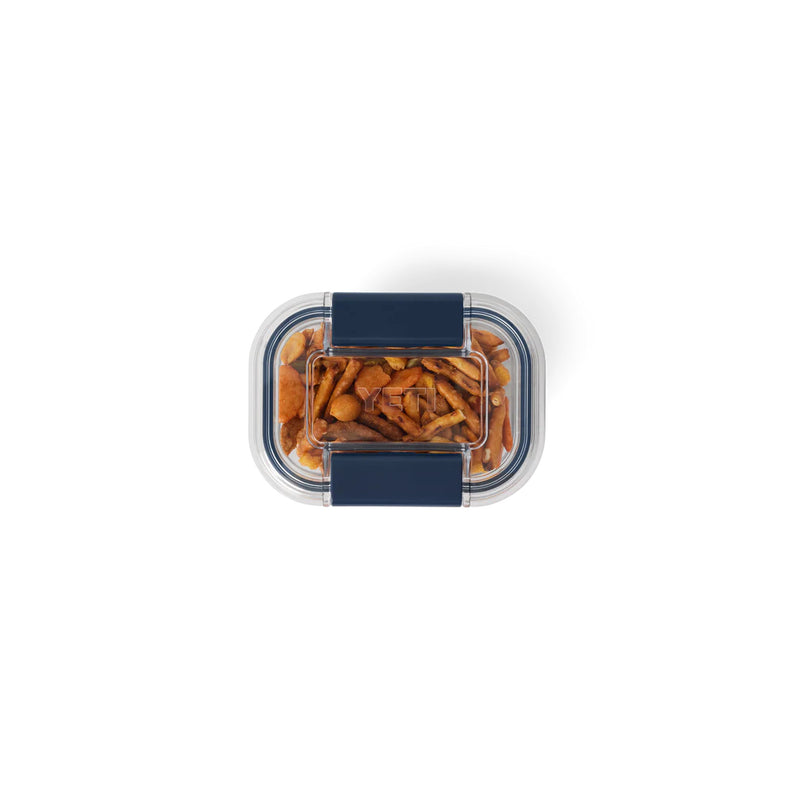 Small | YETI Food Storage Image Showing Top View With Snacks In The Container, Lid On.