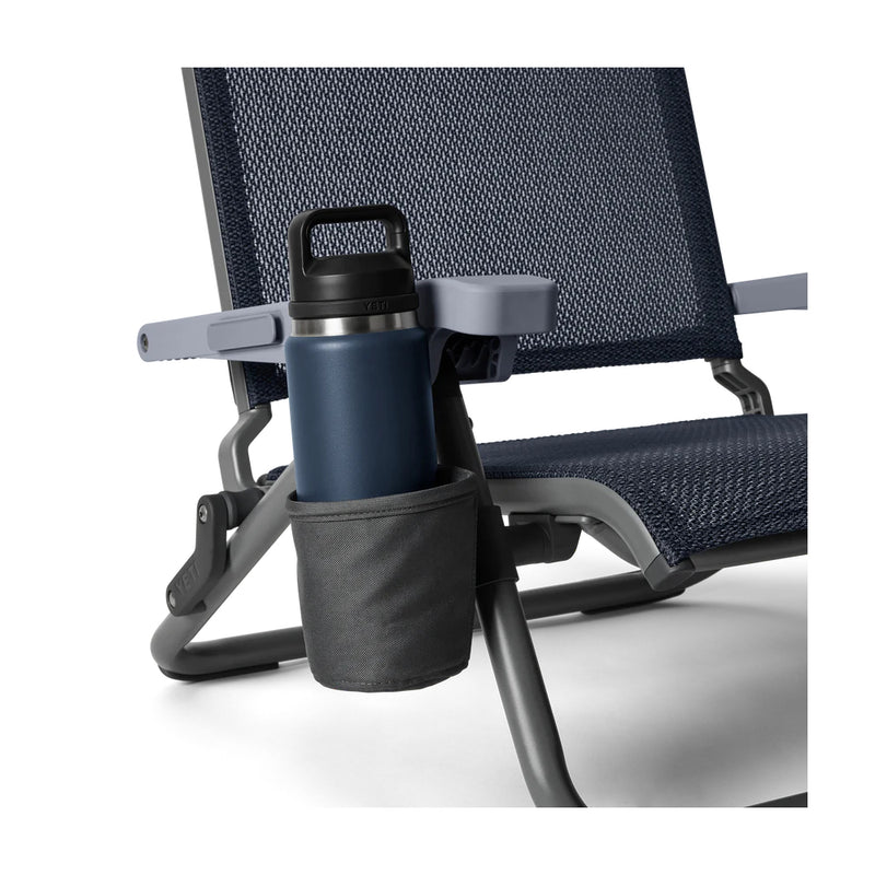 Navy | YETI Hondo Beach Chair Image Showing Close Up Of The Cup Holder.