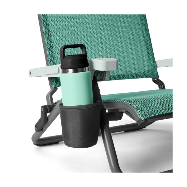 Seafoam | YETI Hondo Beach Chair Image Showing Close Up View Of The Cup Holder.