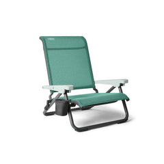 Seafoam | YETI Hondo Beach Chair Image Showing Angled Front View, With Cup Holder In View.