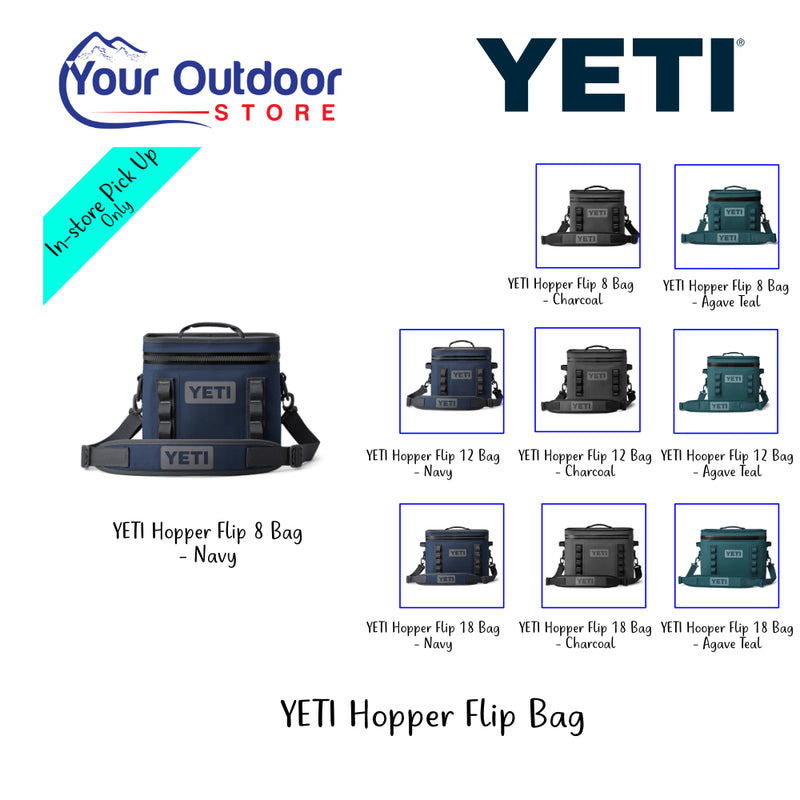 YETI Hooper Flip Bag | Hero Image Showing All Logos Titles And Variants.