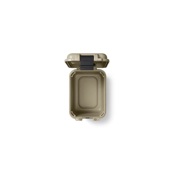 Tan | YETI Loadout GoBox 15 Image Showing Top View With The Lid Up , No Cargo Tray.