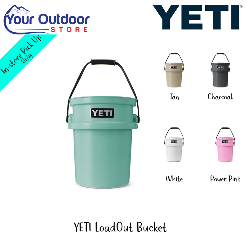 YETI Loadout Bucket 5 Gallon | Hero Image Showing All Logos, Titles And Variants.