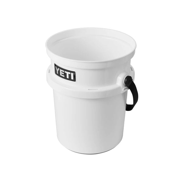 White | YETI Loadout Bucket Image Showing Angled View.