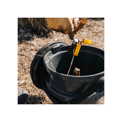 Black | YETI Loadout Bucket Swivel Seat Image Showing Swivel Seat Being Stored On The Side Of  The Bucket 