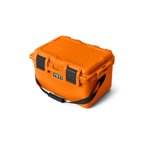 King Crab Orange | YETI Loadout GoBox 30 Image Showing Angled Side View.