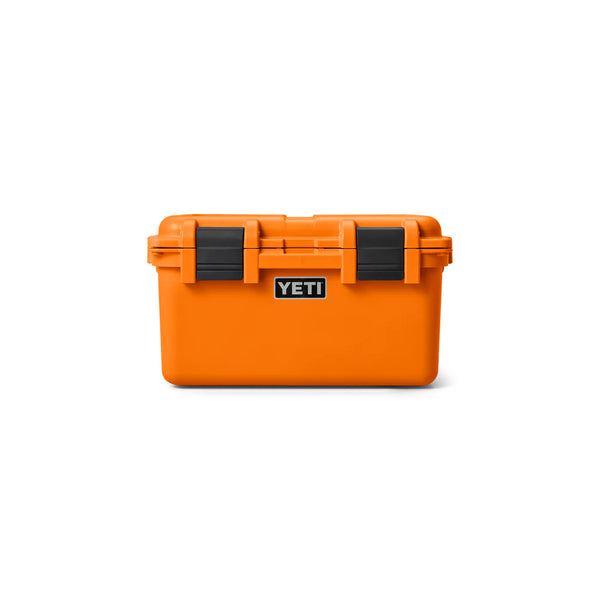 King Crab Orange | YETI Loadout GoBox 30 Image Showing No Shoulder Strap, Front View.