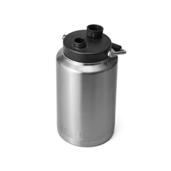 Stainless | YETI One Gallon Jug. Angled View With Lid Open.