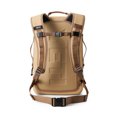 Tan | YETI Panga Submersible Backpack - 28L. Back View Showing Back Straps and Closures. 