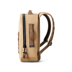 Tan | YETI Panga Submersible Backpack - 28L. Side View Showing Zipper and Handles..